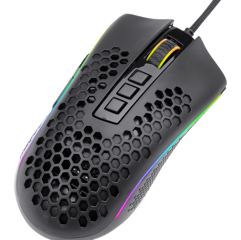 REDRAGON STORM ELITE M988 RGB / MOUSE GAMER RGB / SENSOR 3389 PIXART / 8 BOTONES PROGRAMABLES / 32,000DPI / PESO 85G / COLOR NEGRO