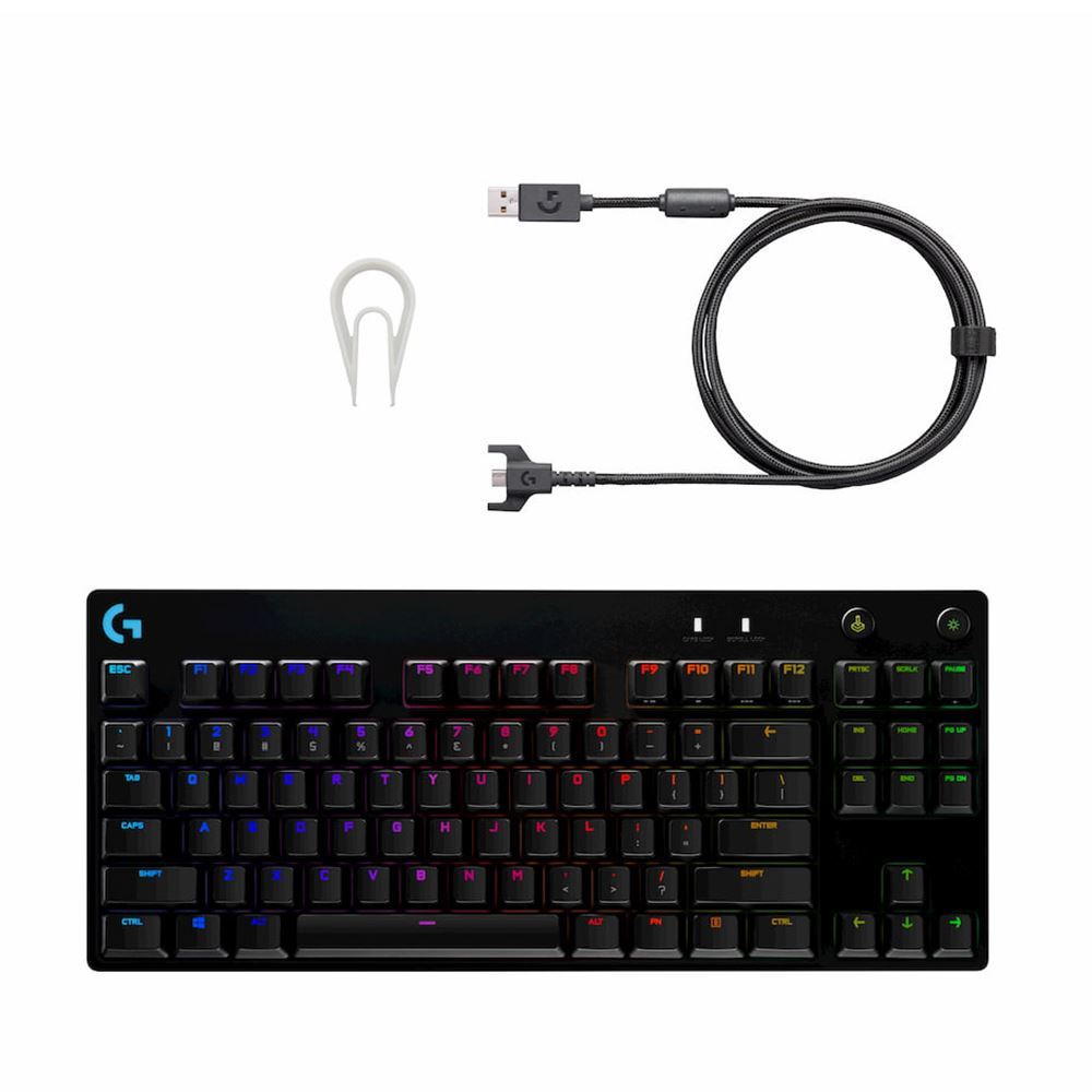 LOGITECH PRO / TECLADO MECANICO TKL / TECLAS GX BLUE CLICKY / LIGHTSYNC RGB LIGHTING / 12 TECLAS PROGRAMABLE / IDIOMA INGLES
