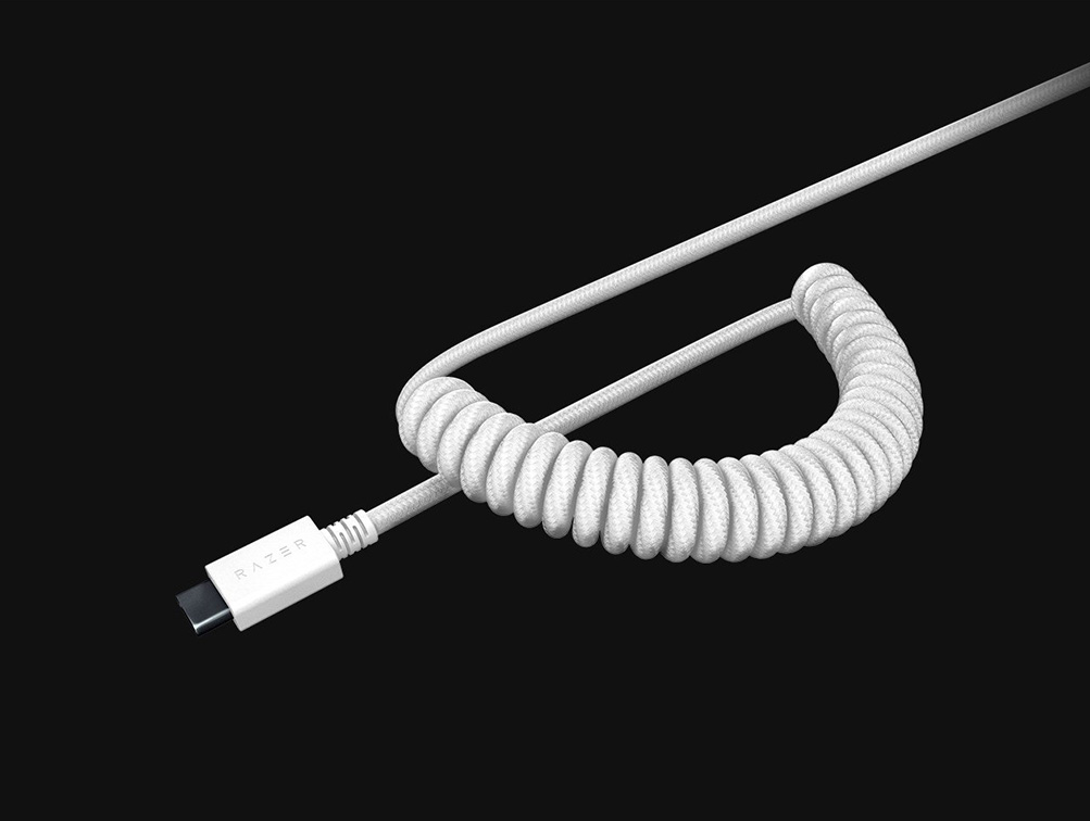 RAZER PBT KEYCAP + COILED CABLE (MERCURY WHITE) / KIT DE 120 TECLAS INGLES / DOUBLESHOT KEYCAP / COMPATIBILIDAD UNIVERSAL / USB-C A USB-A