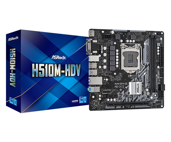 ASROCK H510M-HDV / TARJETA MADRE M-ATX / LGA 1200 (10TH & 11TH) / 2X DDR4 3200MHZ (OC) / 1X HDMI, DVI-D, VGA / 4X USB 3.2