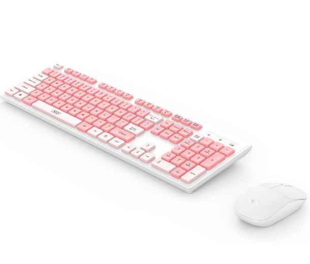 XO KB-05 - COMBO TECLADO Y MOUSE WIRELESS / ROSADO BLANCO